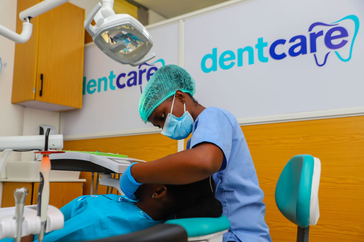 Dental nurse treating a patient in the dental room